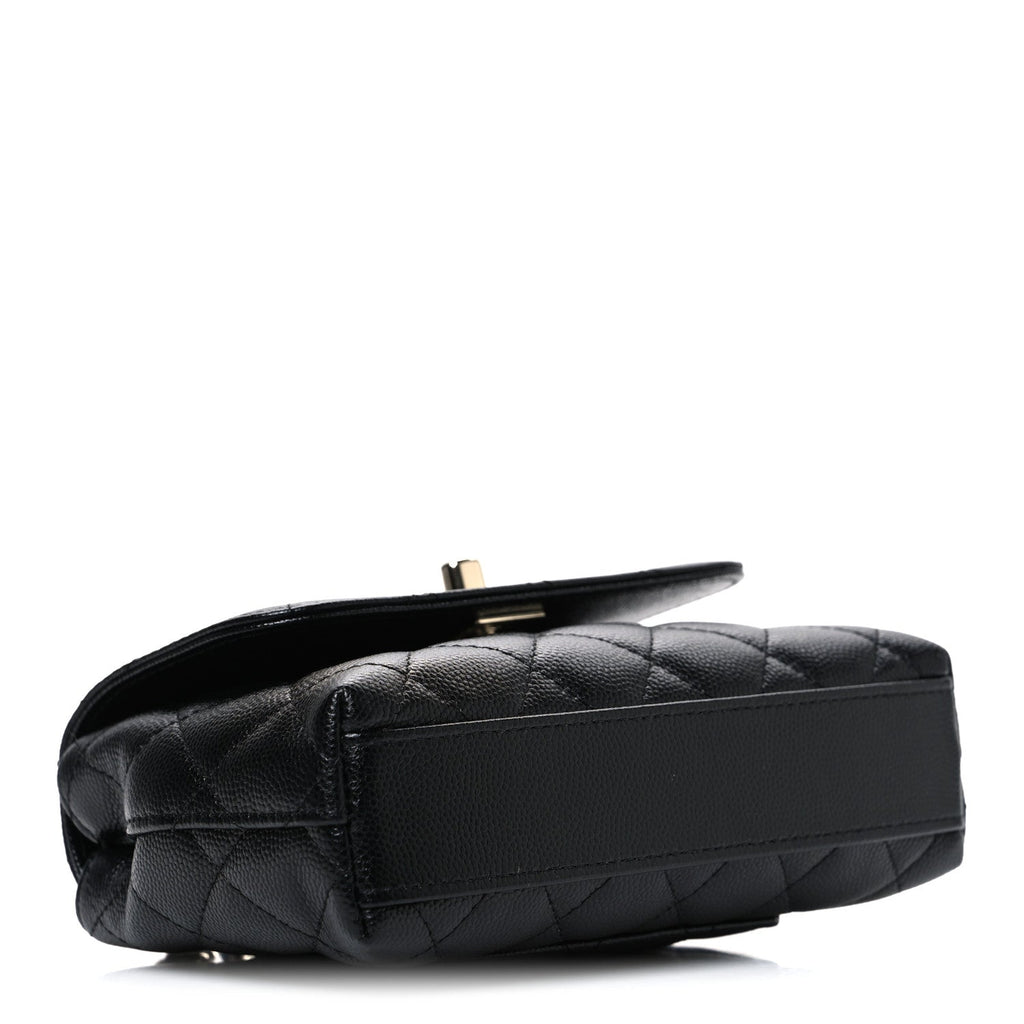 Chanel Caviar Quilted Coco Handle Clutch With Chain Black