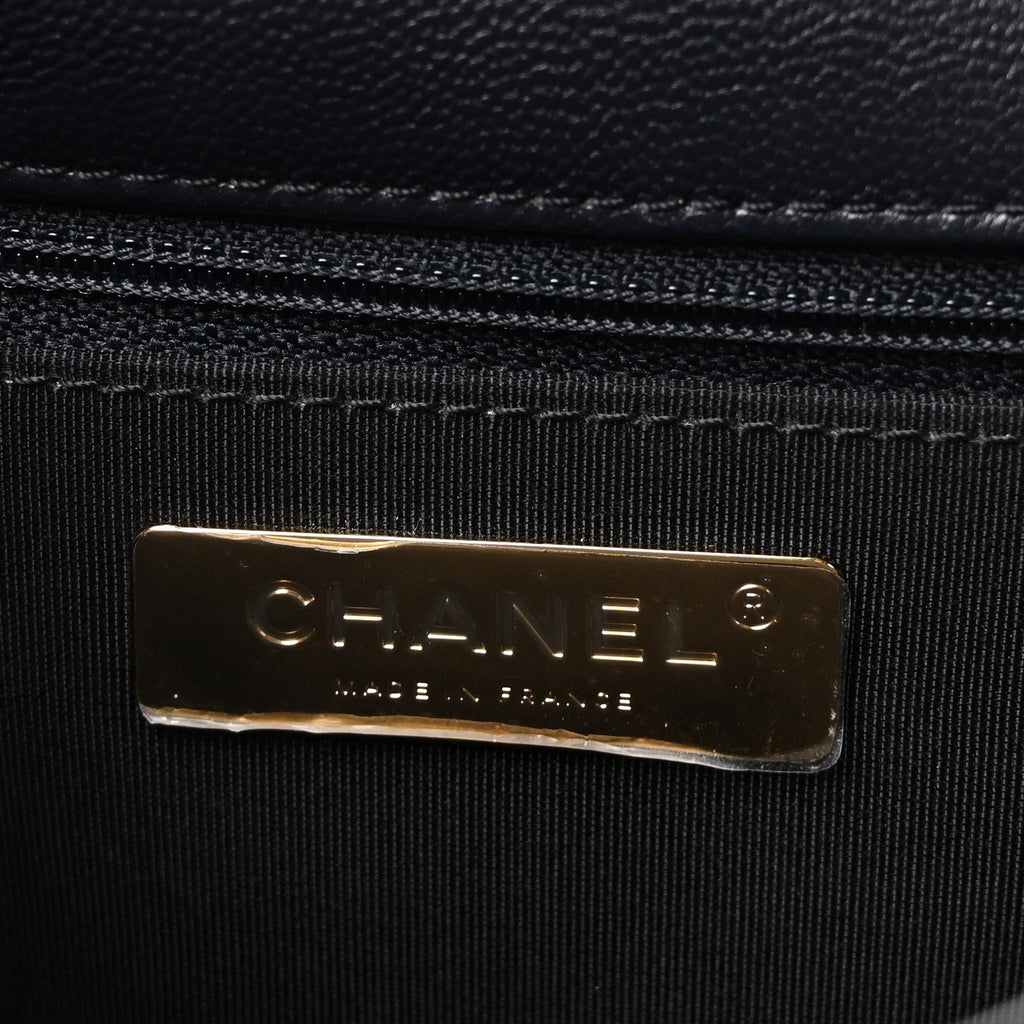 Chanel Goatskin Quilted Large Chanel 19 Flap Navy Blue