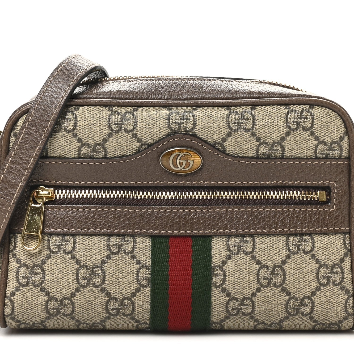 Gucci GG Supreme Monogram Web Mini Ophidia Shoulder Bag Brown