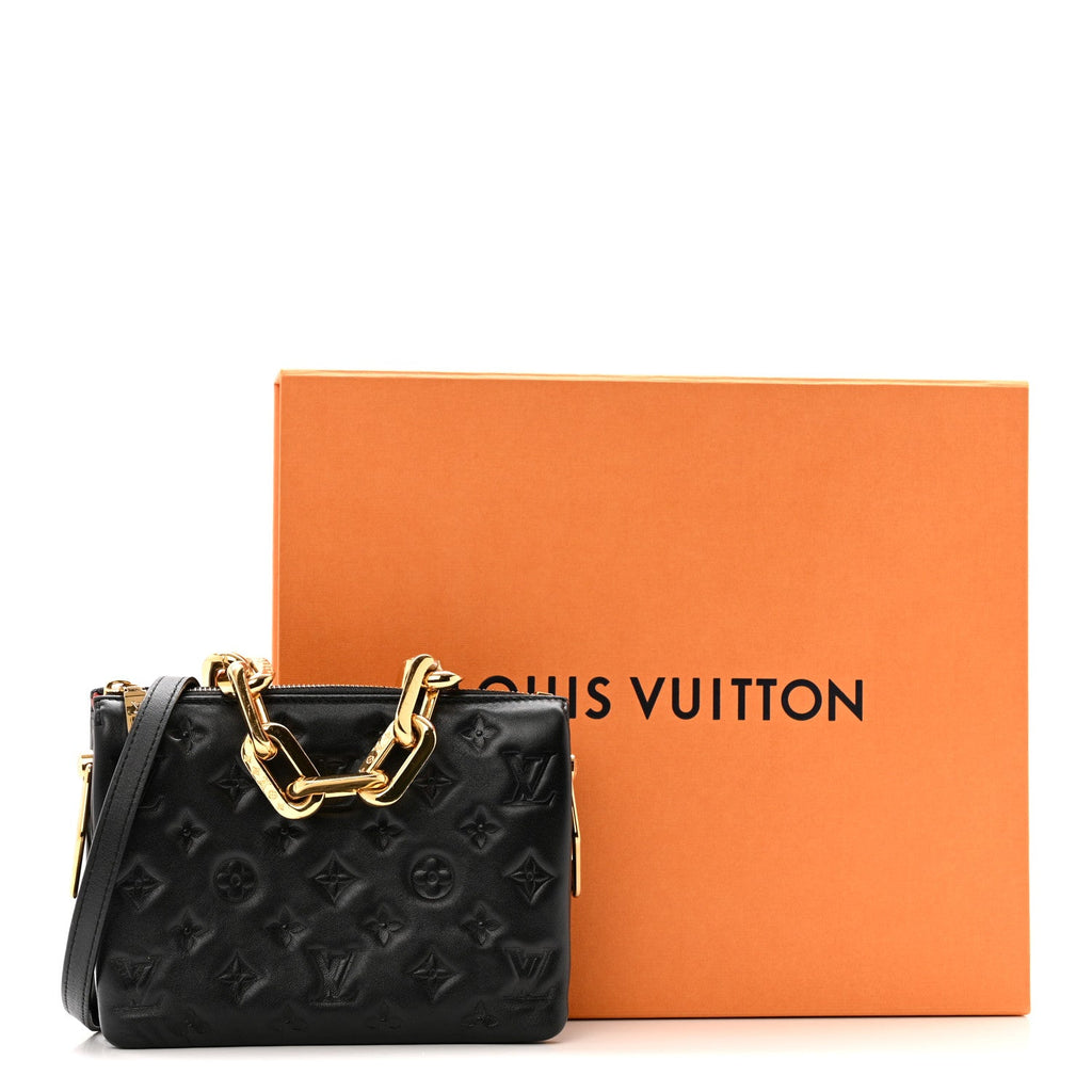 Louis Vuitton Lambskin Embossed Monogram Coussin BB Black