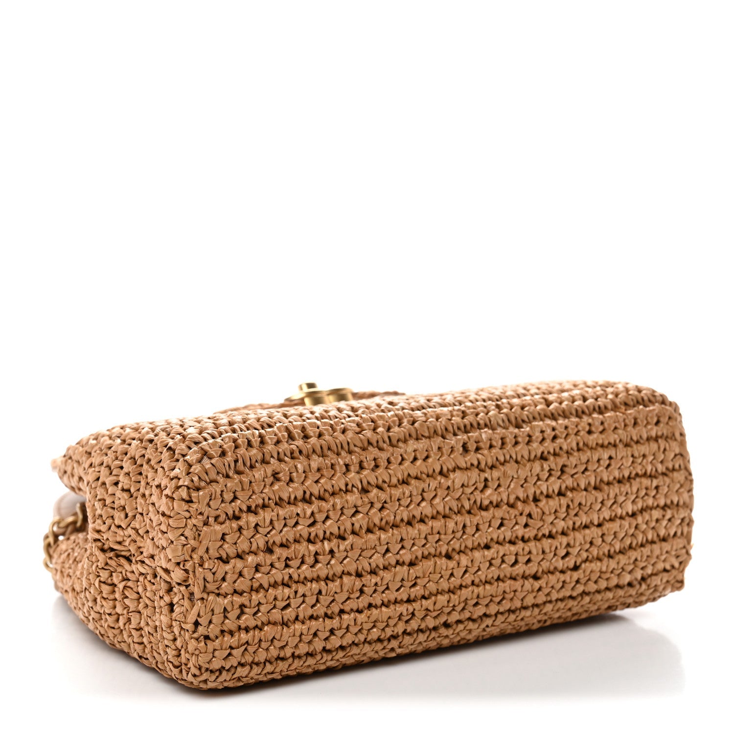 Chanel Braided Raffia Nano Kelly Flap Bag Dark Beige