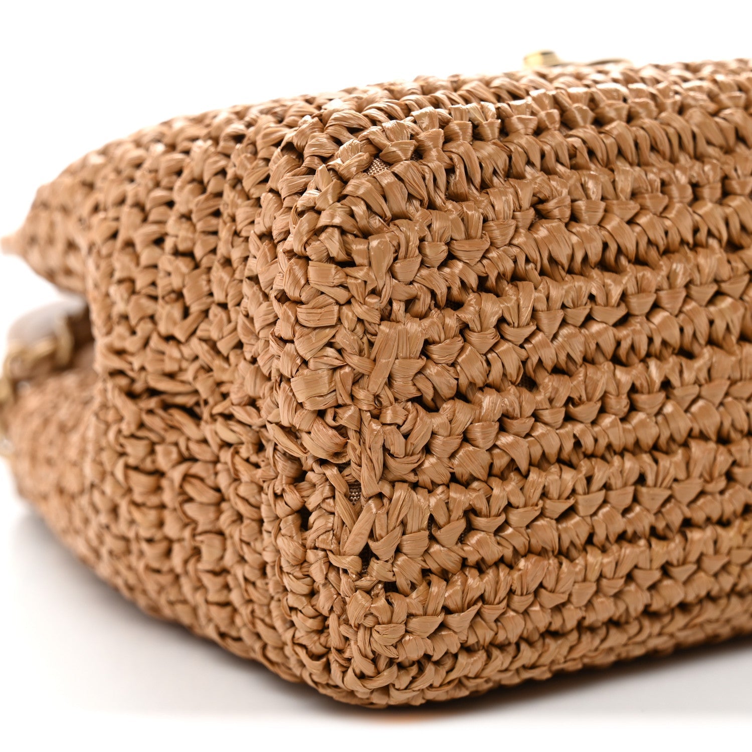 Chanel Braided Raffia Nano Kelly Flap Bag Dark Beige