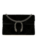 Gucci Velvet Skipper Crystal GG Monogram Super Mini Dionysus Shoulder Bag Black