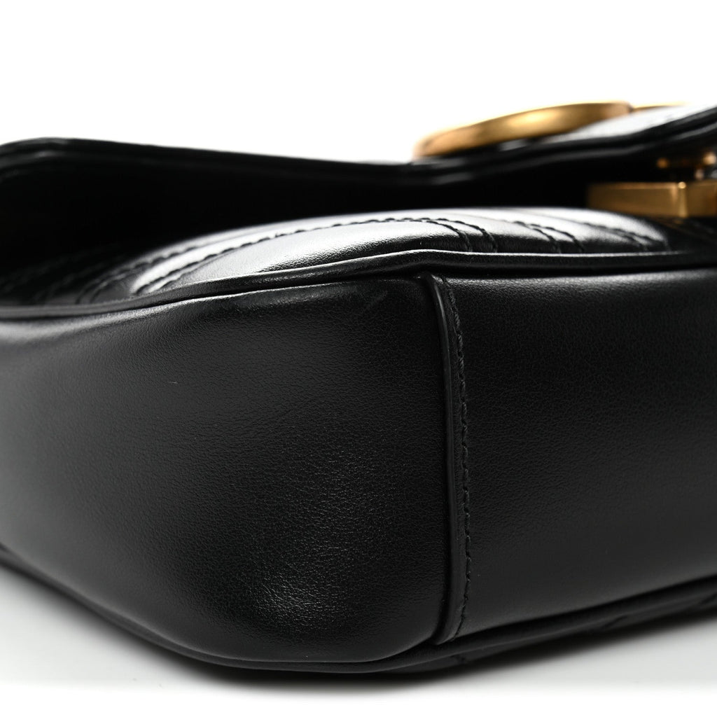 Gucci Calfskin Matelasse Mini GG Marmont Shoulder Bag Black