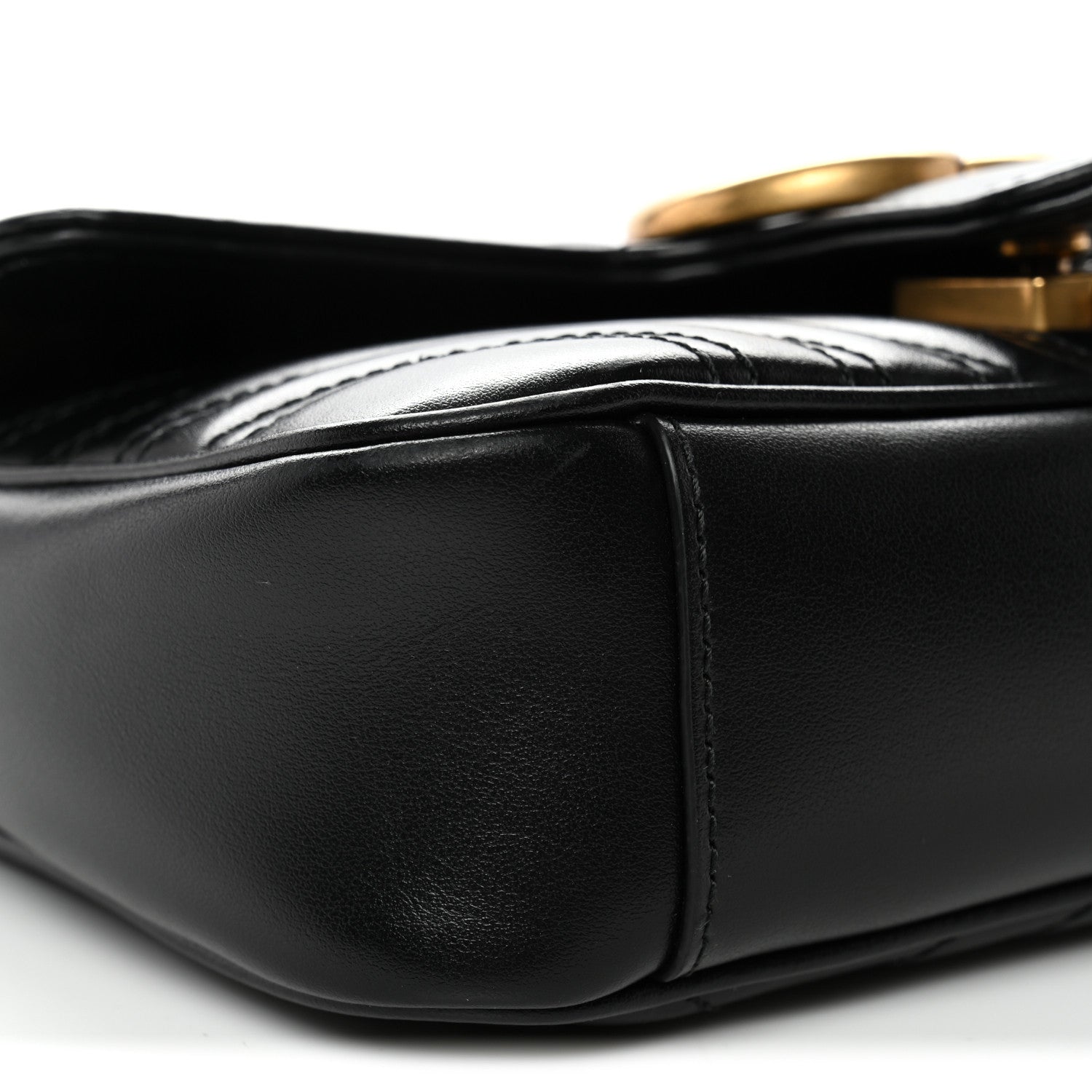 Gucci Calfskin Matelasse Mini GG Marmont Shoulder Bag Black