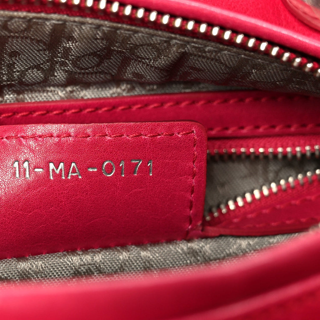 Christian Dior Lambskin Cannage Bow Medium Lady Dior Fuchsia