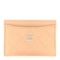 Caviar Quilted Card Holder Beige