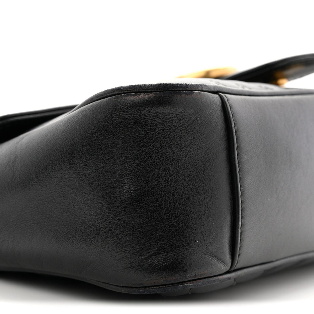 Gucci Calfskin Matelasse Small GG Marmont Shoulder Bag Black