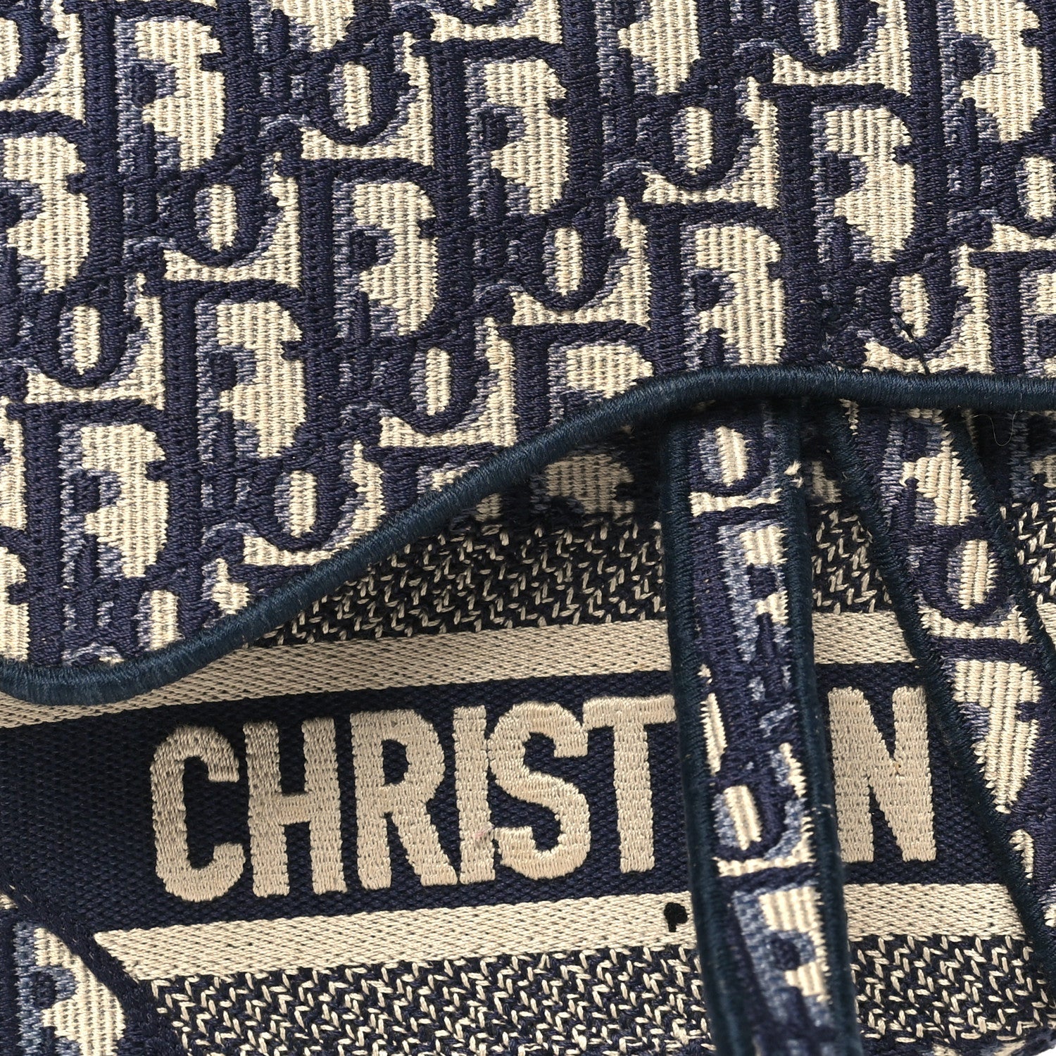 Christian Dior Oblique Embroidered Saddle Bag Blue