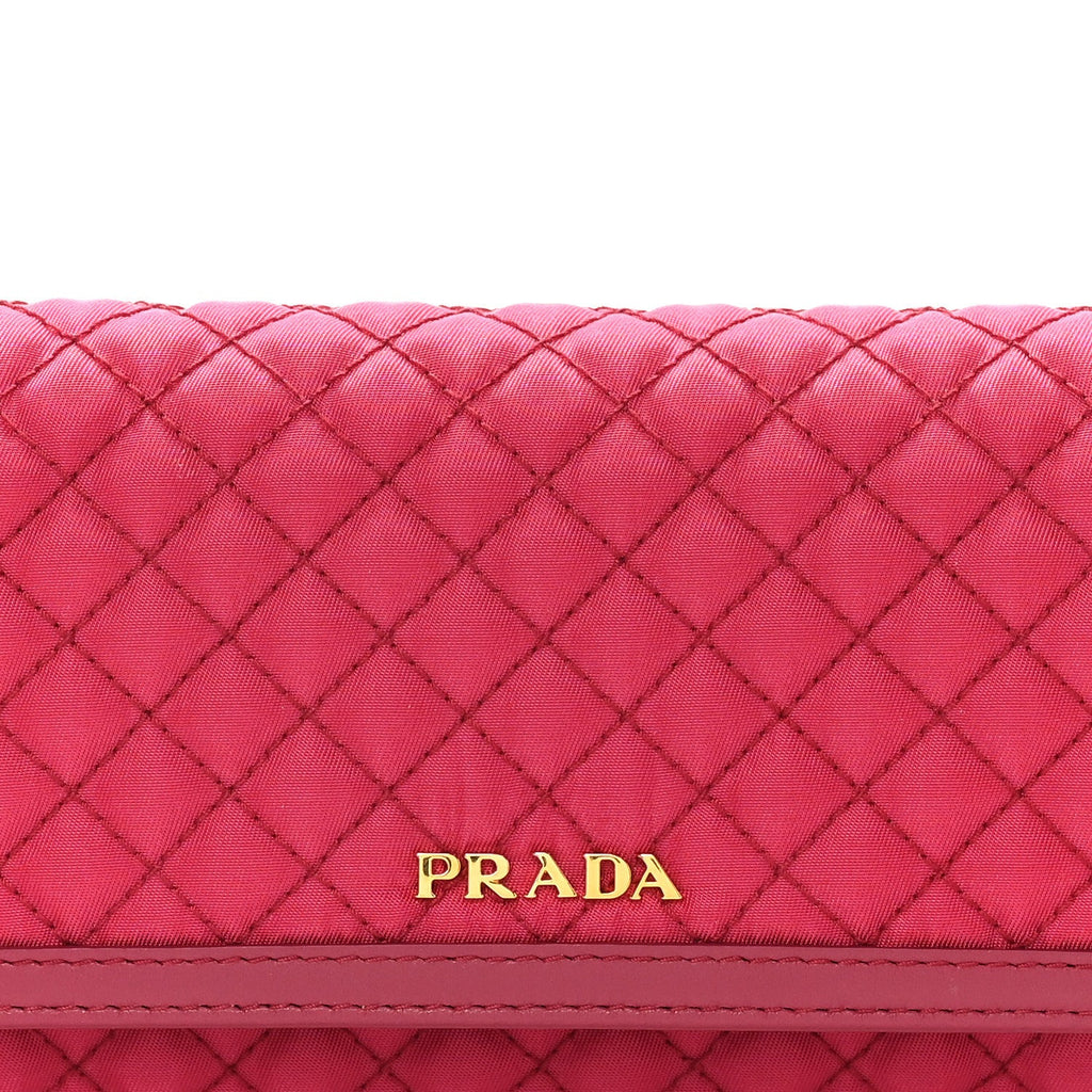 Prada Tessuto Nylon Quilted Continental Flap Wallet Ibisco