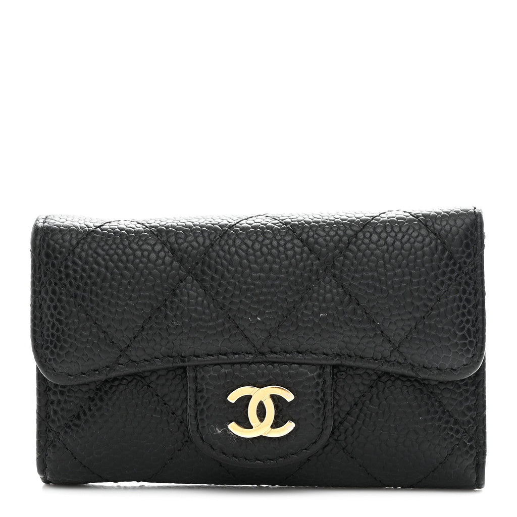 Caviar Quilted 6 Key Holder Black