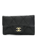 Caviar Quilted 6 Key Holder Black