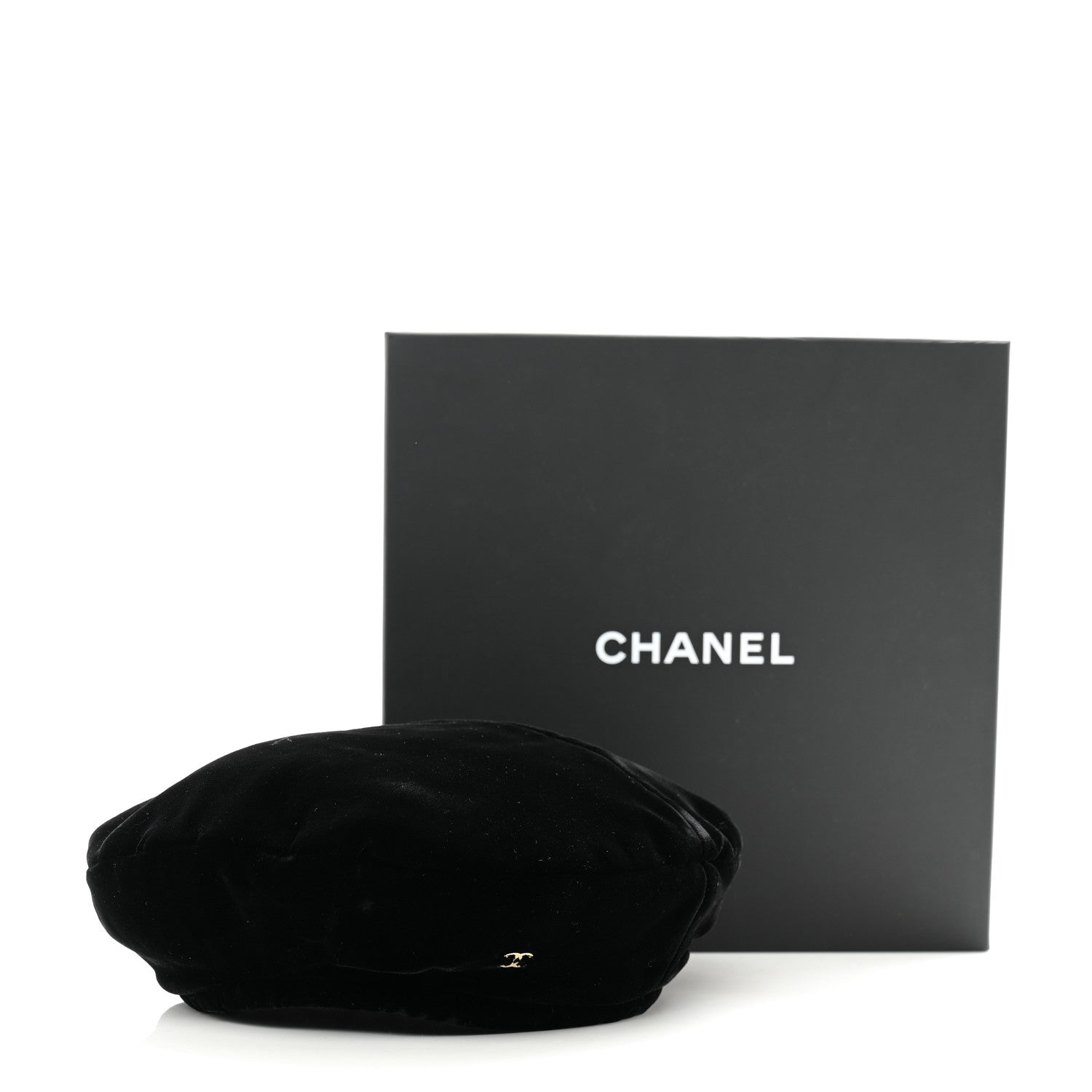 Chanel Velvet Beret Hat S Black