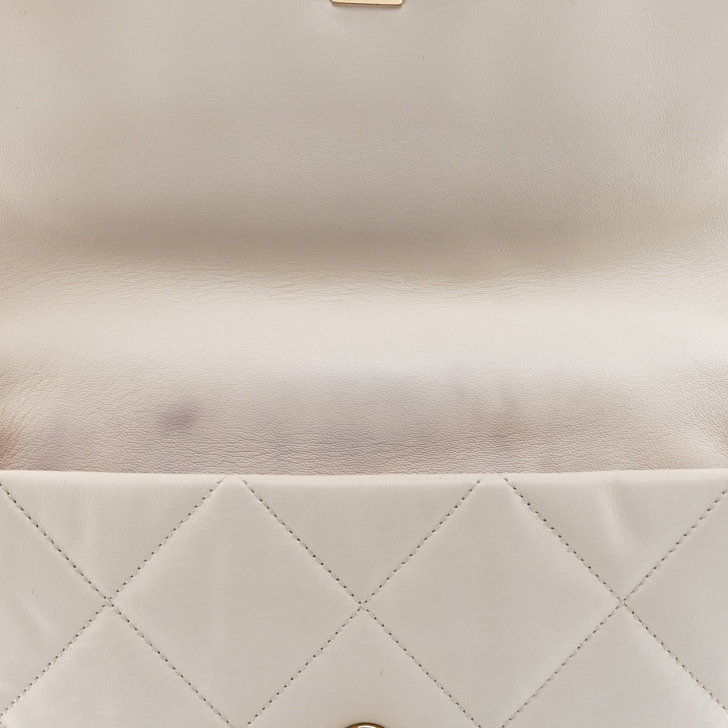 Chanel Lambskin Quilted Logo Strap Flap White