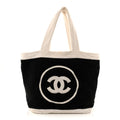 Chanel Terry Cotton CC Beach Tote Towel Set Black White