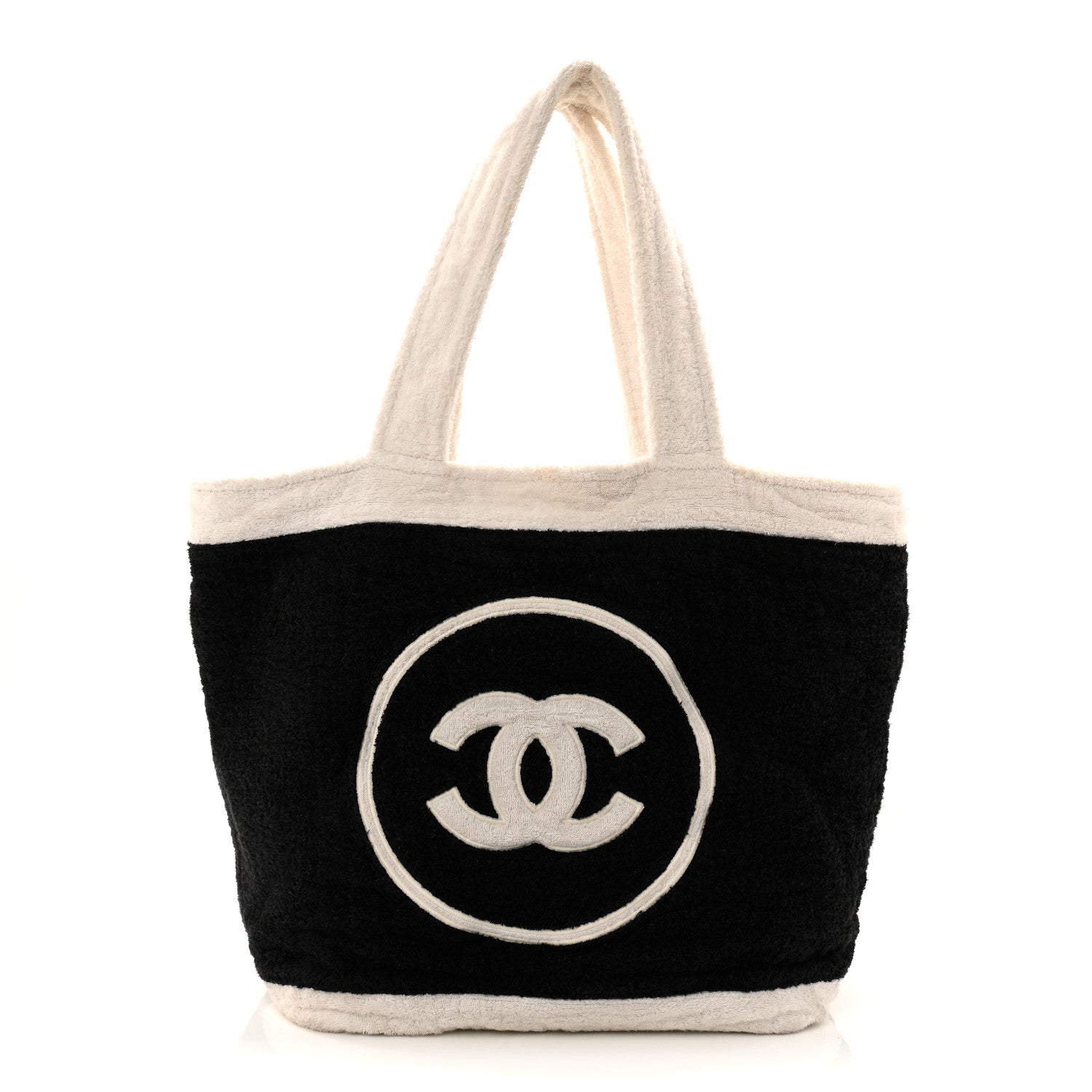 Chanel Terry Cotton CC Beach Tote Towel Set Black White