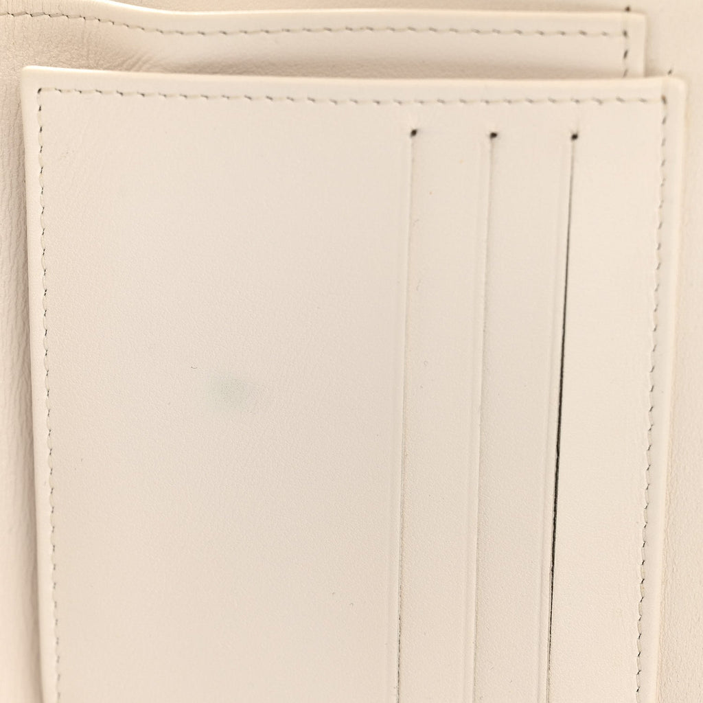 Caviar Quilted Compact Flap Wallet White