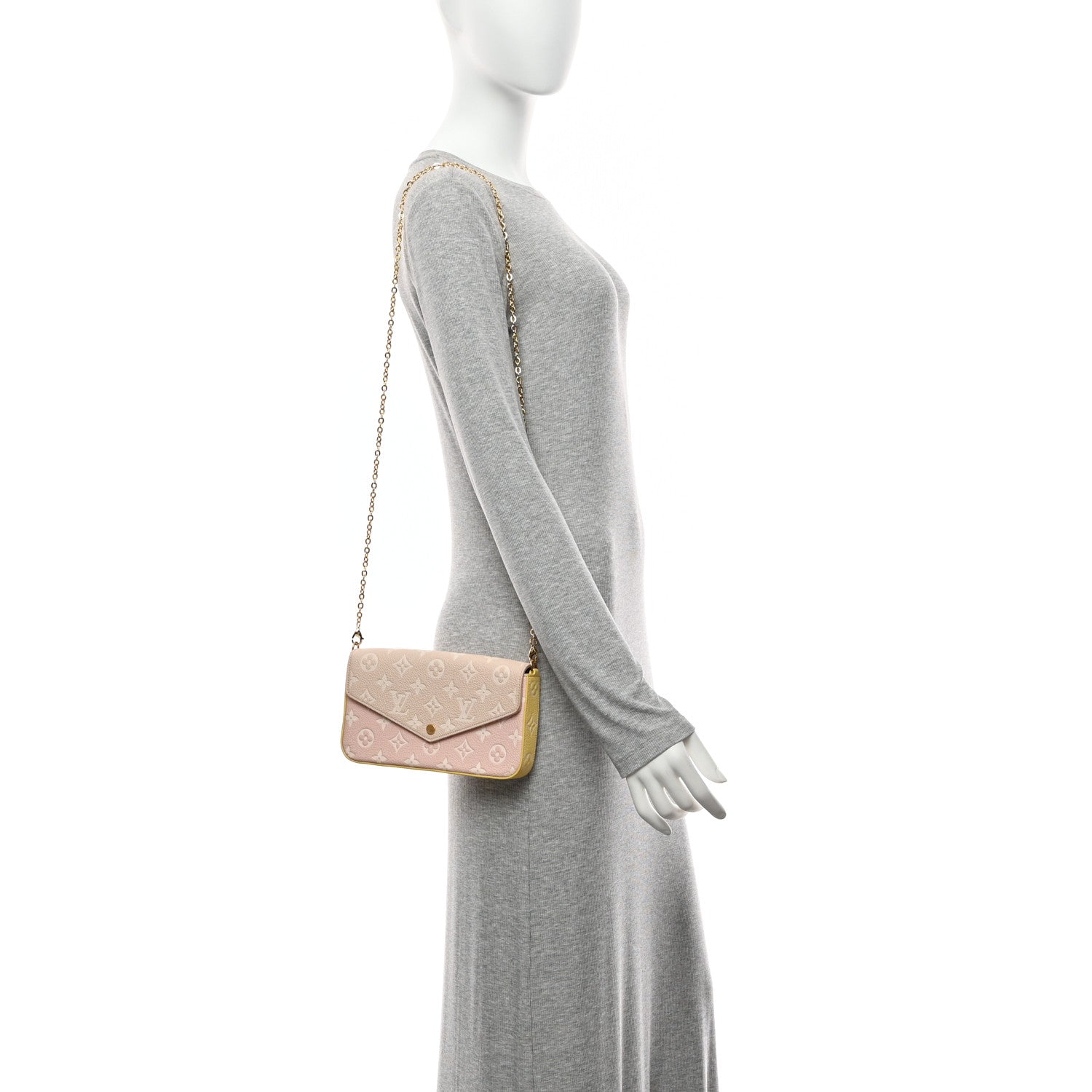 Louis Vuitton Empreinte Spring in the City Felicie Pochette Chain Wallet Pink Beige Yellow