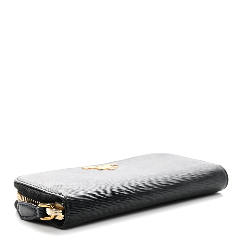Prada Vitello Move Zip Around 6 Key Holder Black