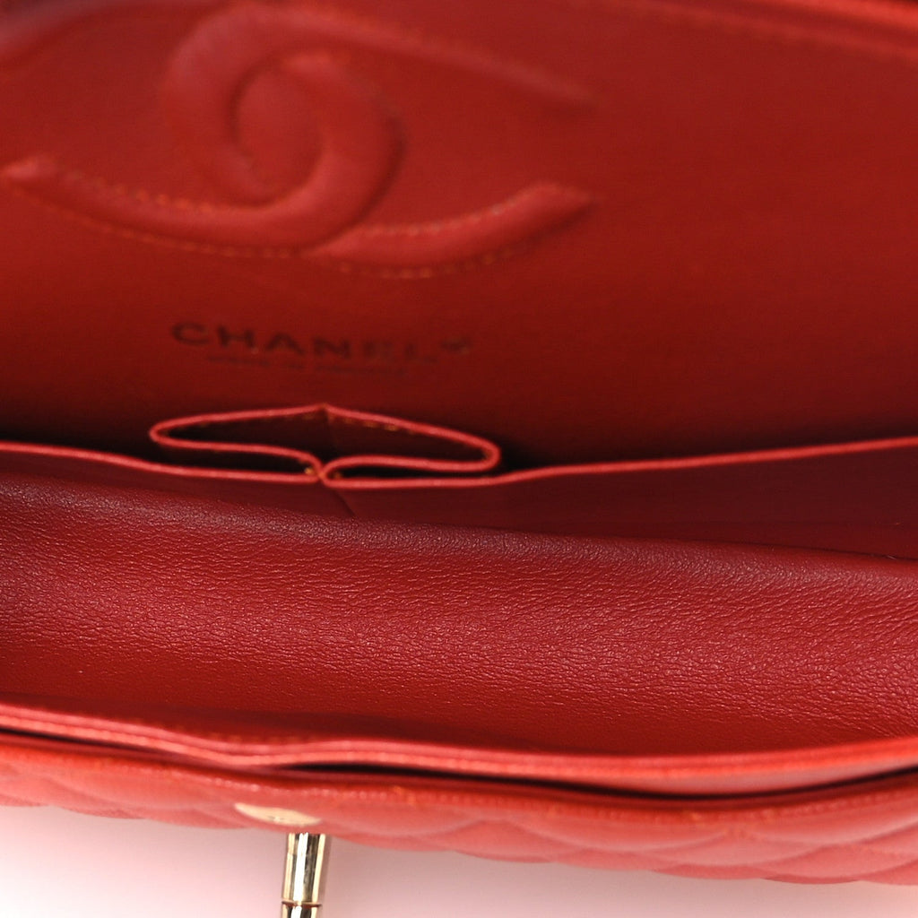 Chanel Caviar Quilted Medium Double Flap Light Red
