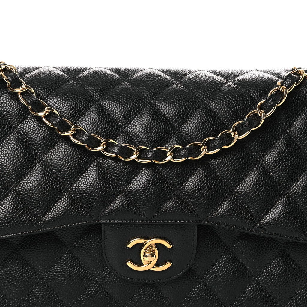 Chanel Caviar Quilted Jumbo Double Flap Black