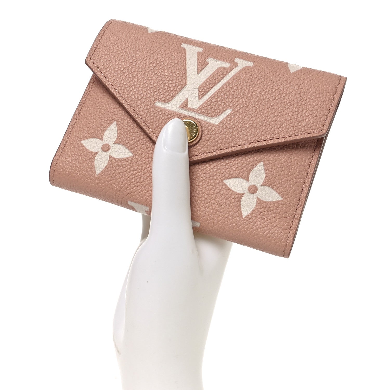 Louis Vuitton Empreinte Monogram Giant Victorine Wallet Rose Trianon Creme