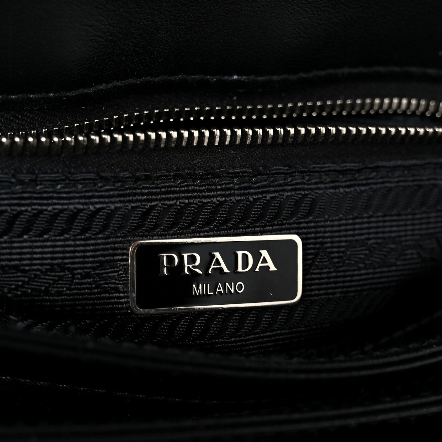 Prada Saffiano Tessuto Nylon Chain Shoulder Bag Black