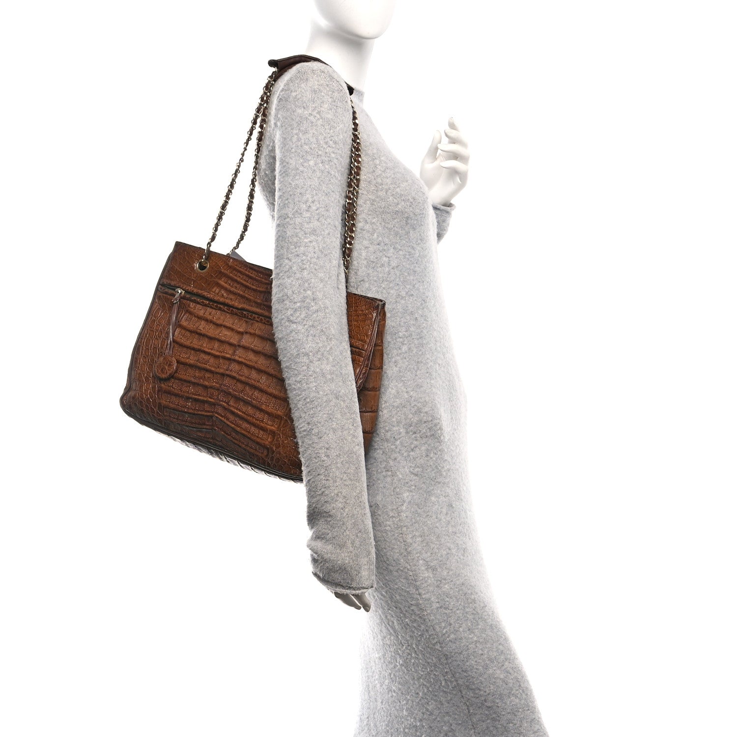 Chanel Alligator Shopping Tote Brown