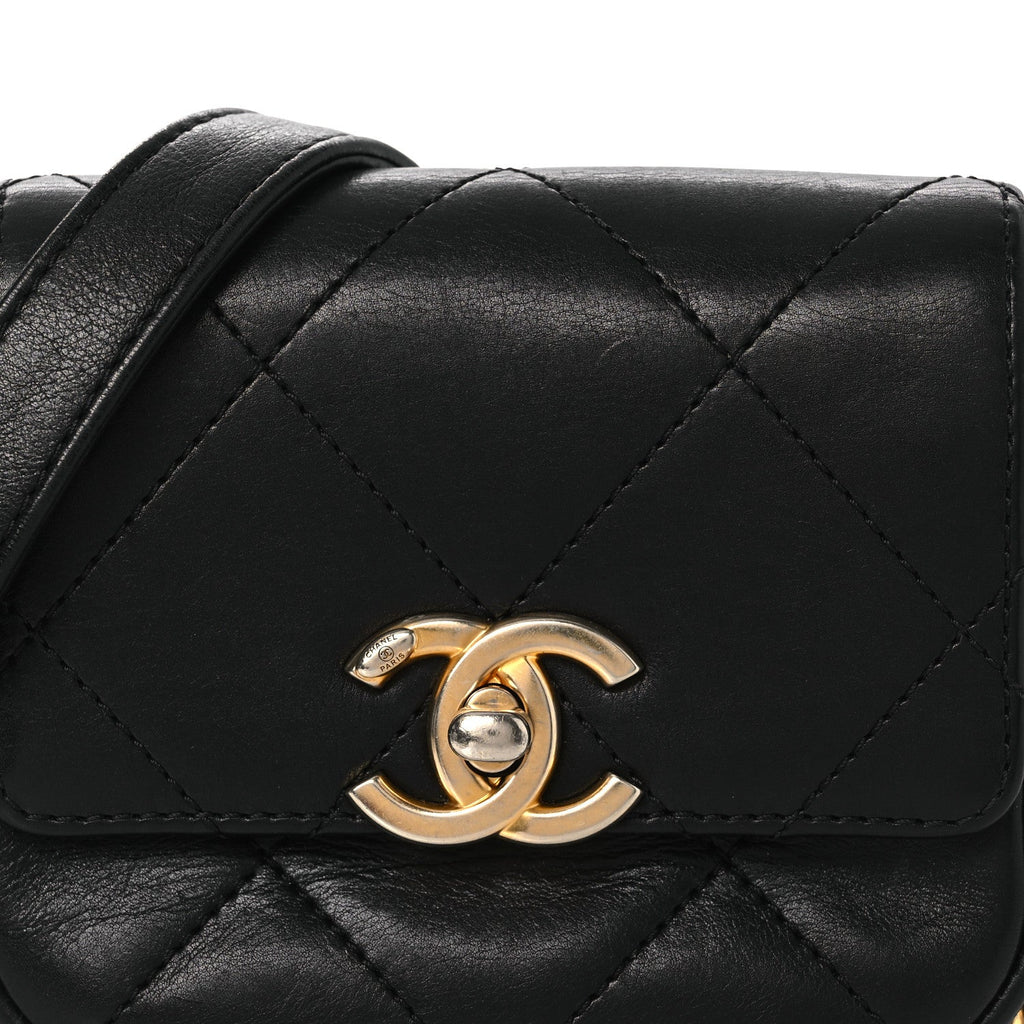 Chanel Calfskin Quilted Mini Framing Chain Bag Black