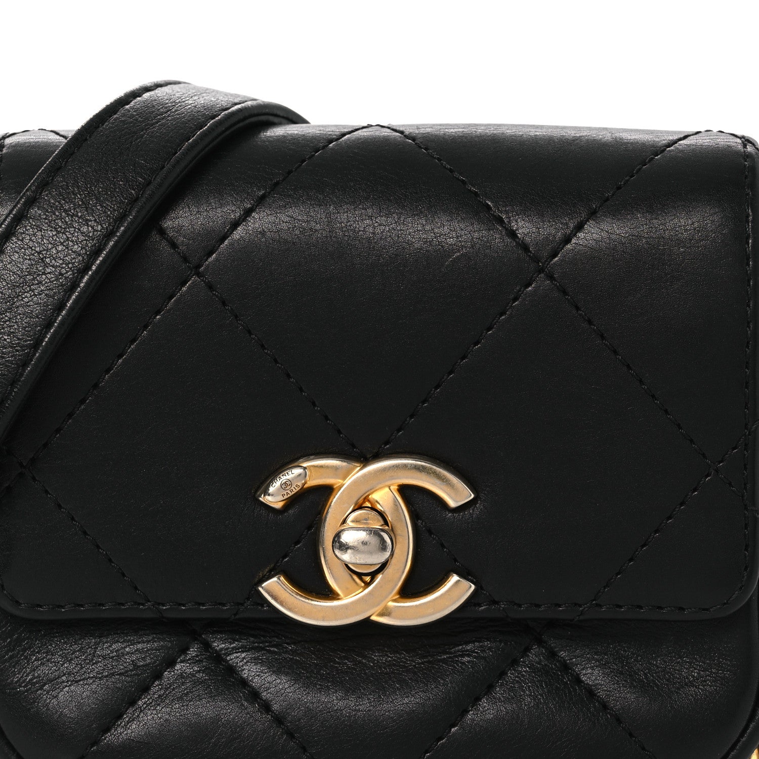 Chanel Calfskin Quilted Mini Framing Chain Bag Black