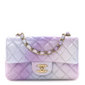 Chanel Calfskin Quilted Mini Cloudy Tie Dye Rectangular Flap Purple Blue Pink