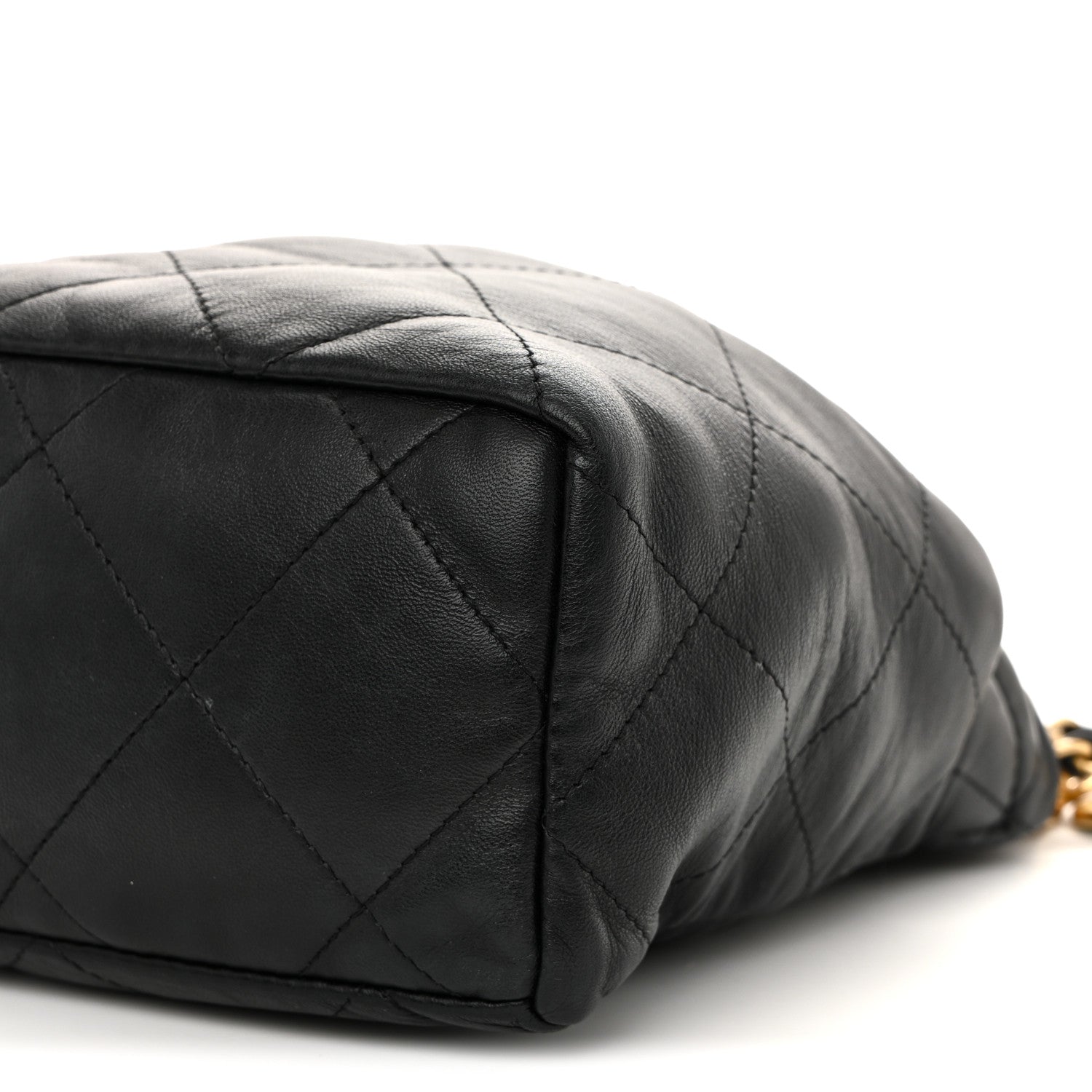 Chanel Lambskin Resin Quilted Small Bucket Bag Black