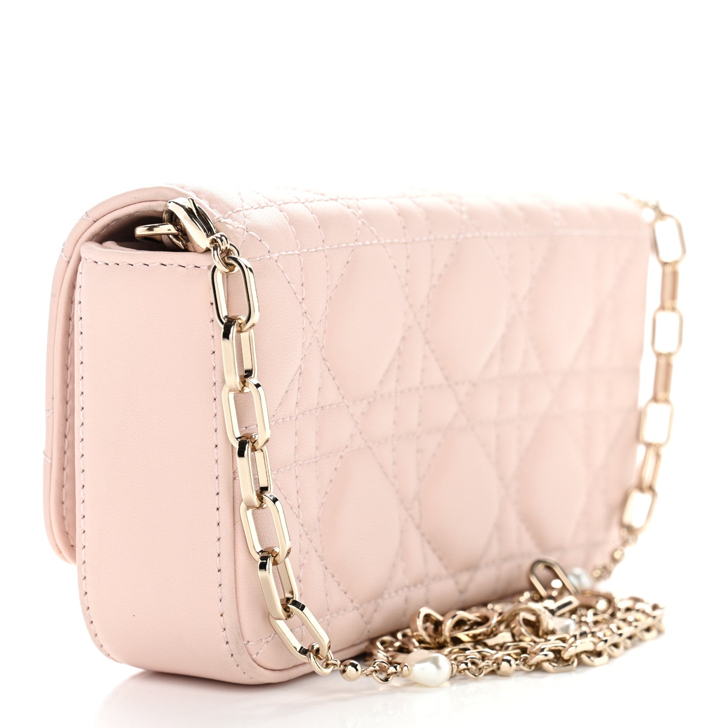 Christian Dior Lambskin Cannage Dior Talk Phone Pouch Rose Poudre