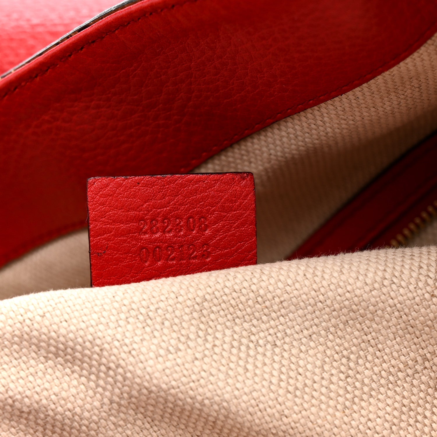 Gucci Pebbled Calfskin Large Soho Shoulder Bag Red