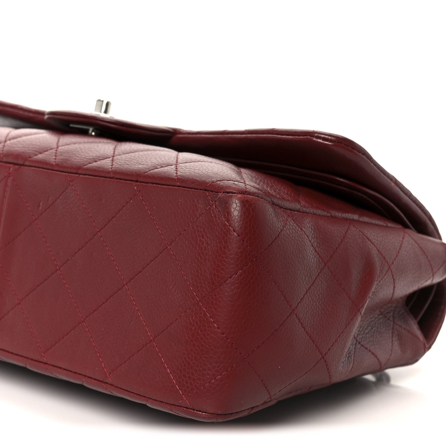 Chanel Caviar Quilted Jumbo Double Flap Dark Red