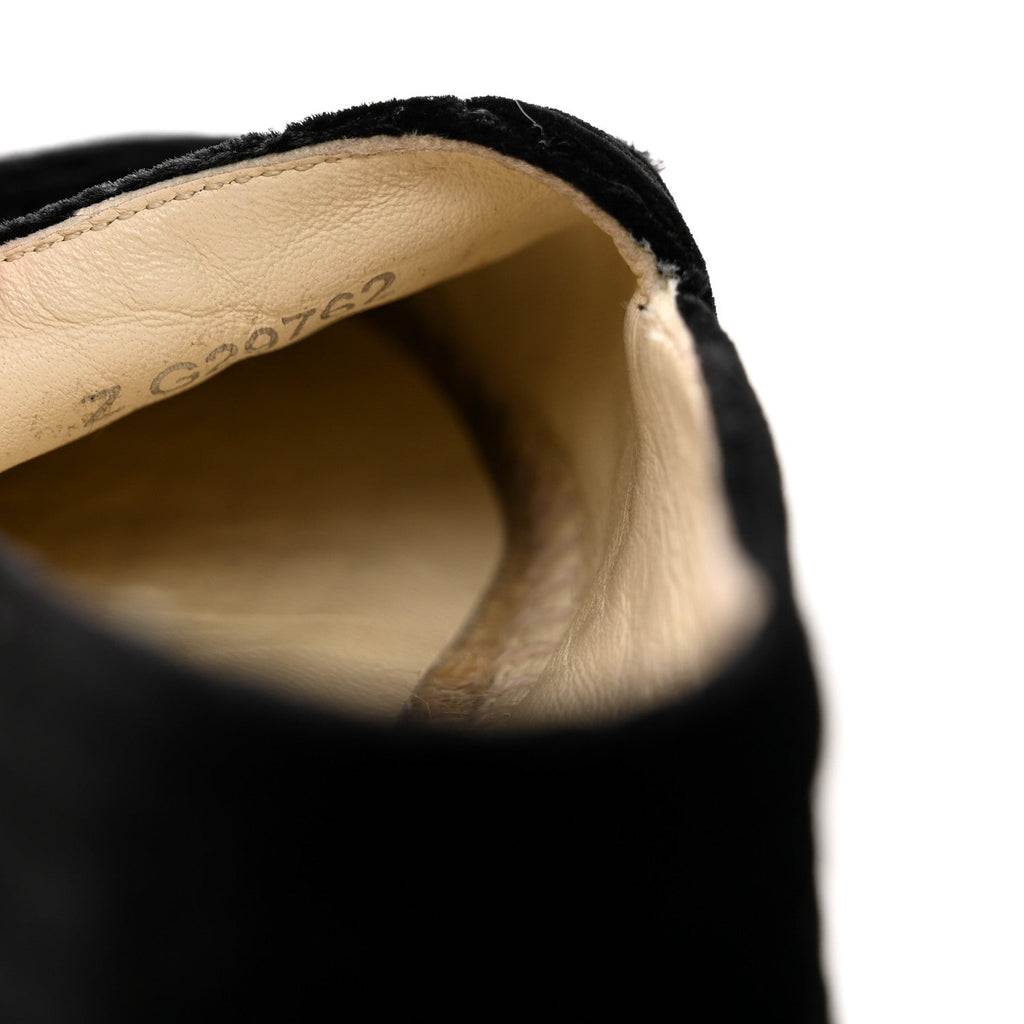 Chanel Velvet Grosgrain Quilted CC Espadrilles 35 Black