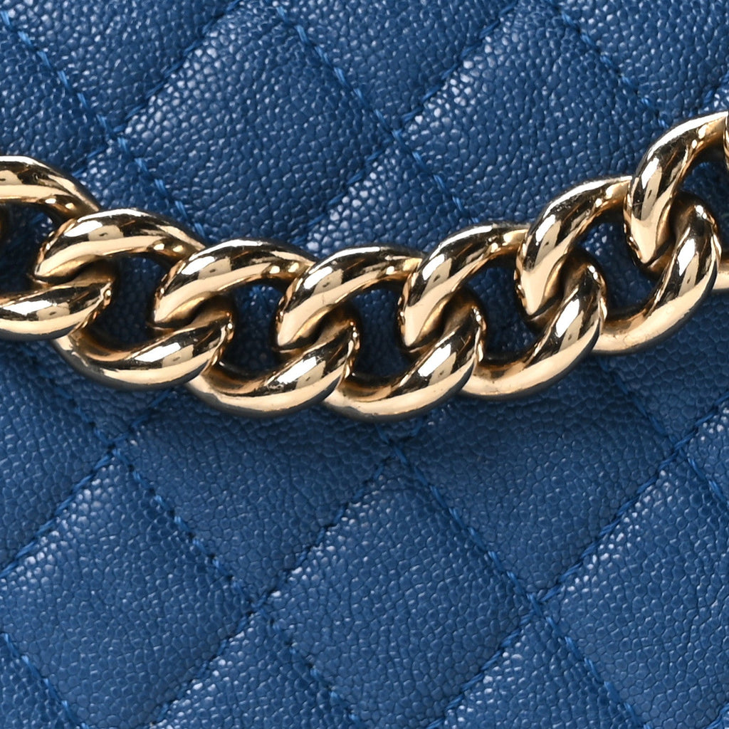 Chanel Iridescent Caviar Quilted Medium Boy Flap Dark Blue