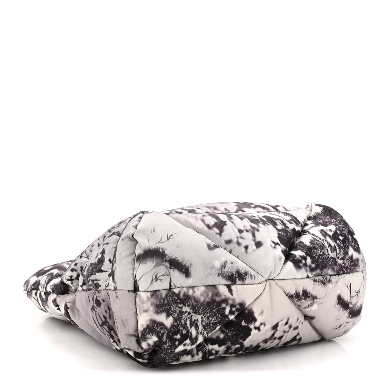 Prada Re-Nylon Padded Printed Medium Tote Bag Black White