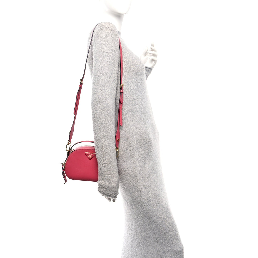 Prada Saffiano Lux Odette Crossbody Magenta