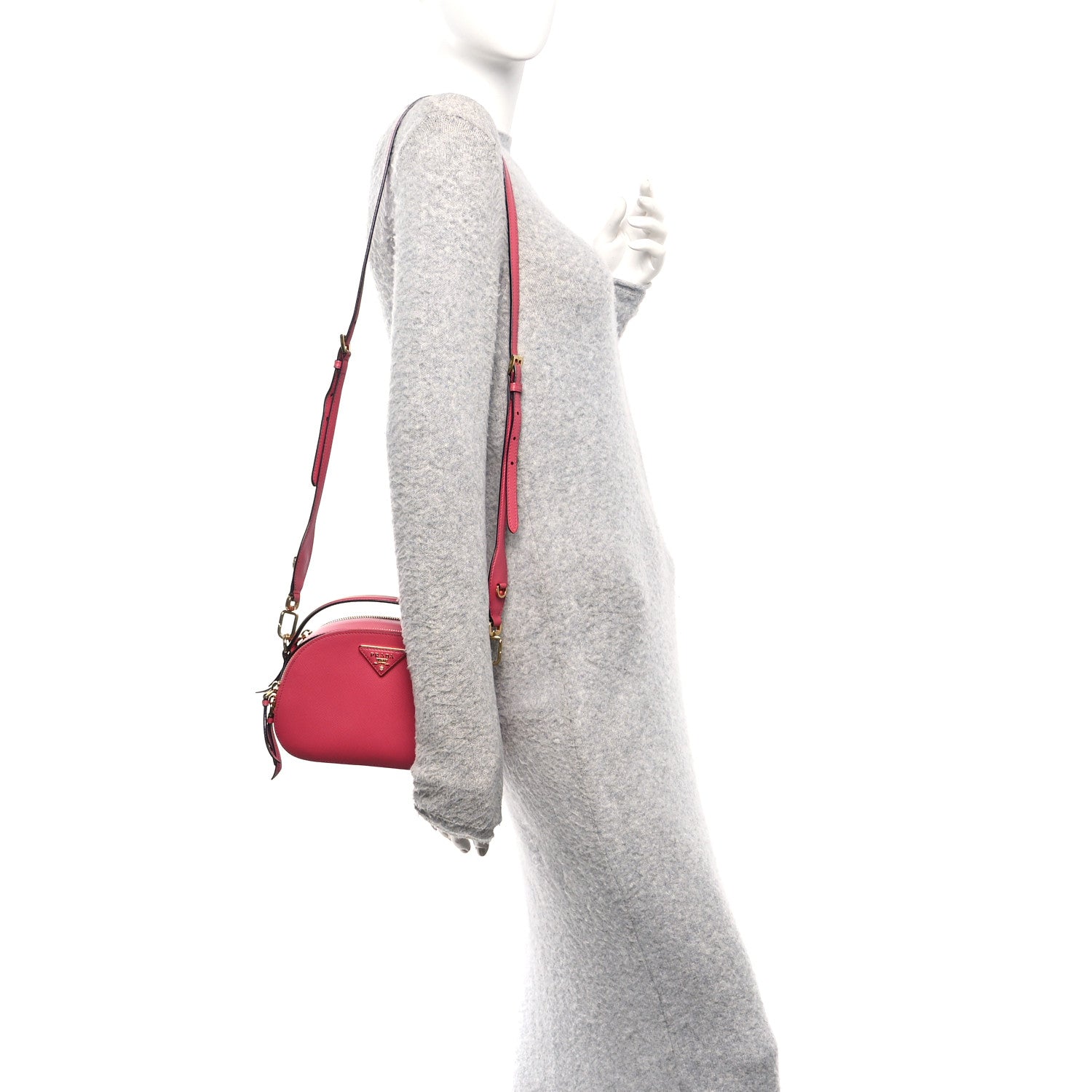 Prada Saffiano Lux Odette Crossbody Magenta