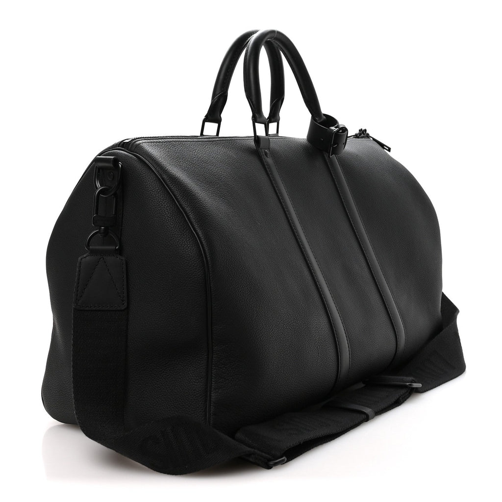 Louis Vuitton Grained Calfskin Aerogram Keepall Bandouliere 50 Black
