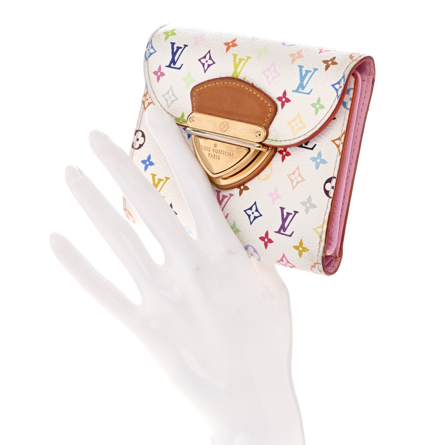 Louis Vuitton Monogram Multicolor Joey Wallet White Litchi