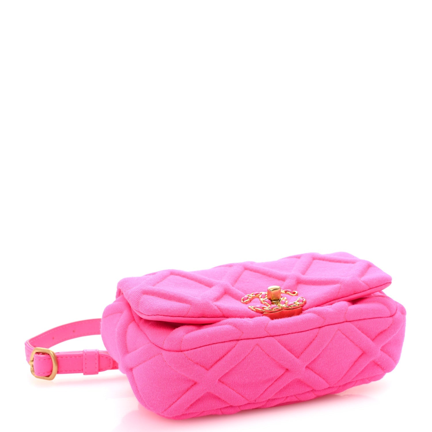 Chanel Jersey Quilted Chanel 19 Waist Bag Pink