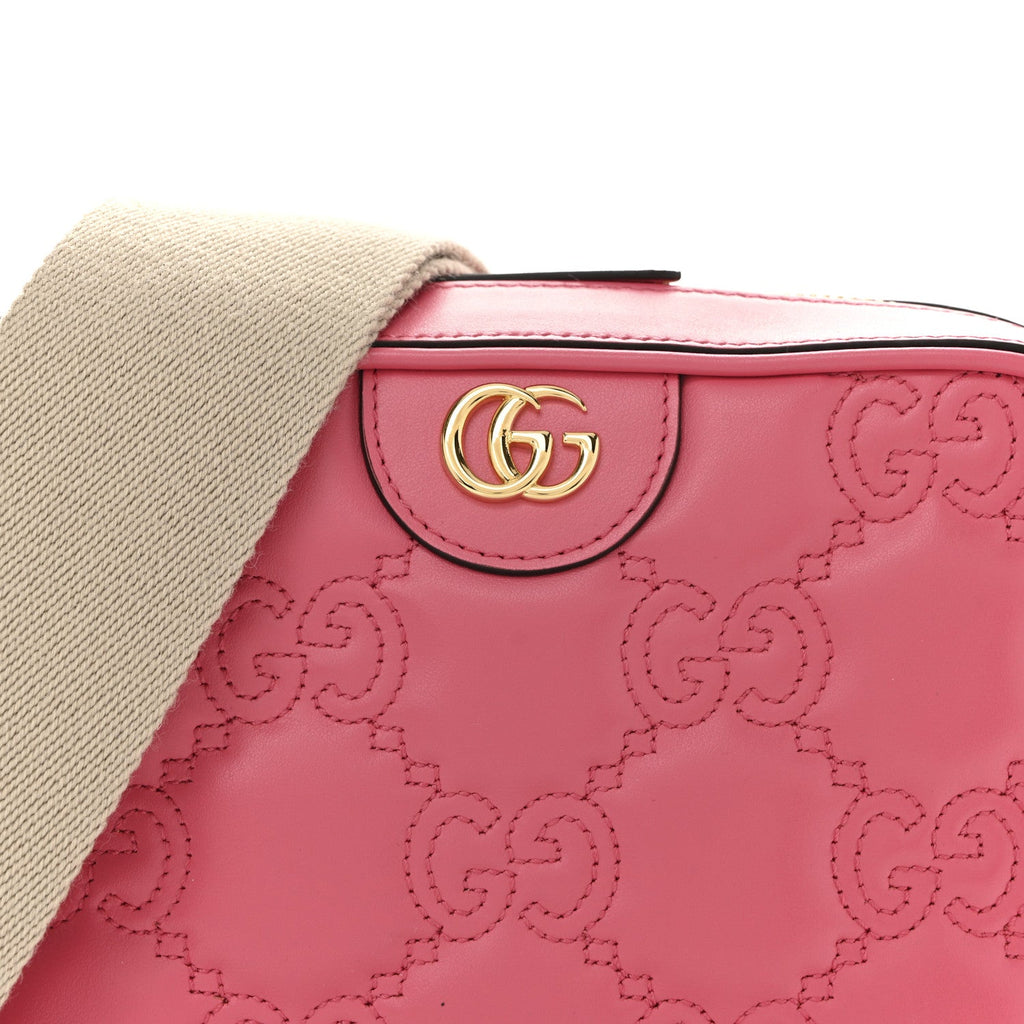Gucci Calfskin GG Matelasse Small Shoulder Bag Rhodamine Pink Natural