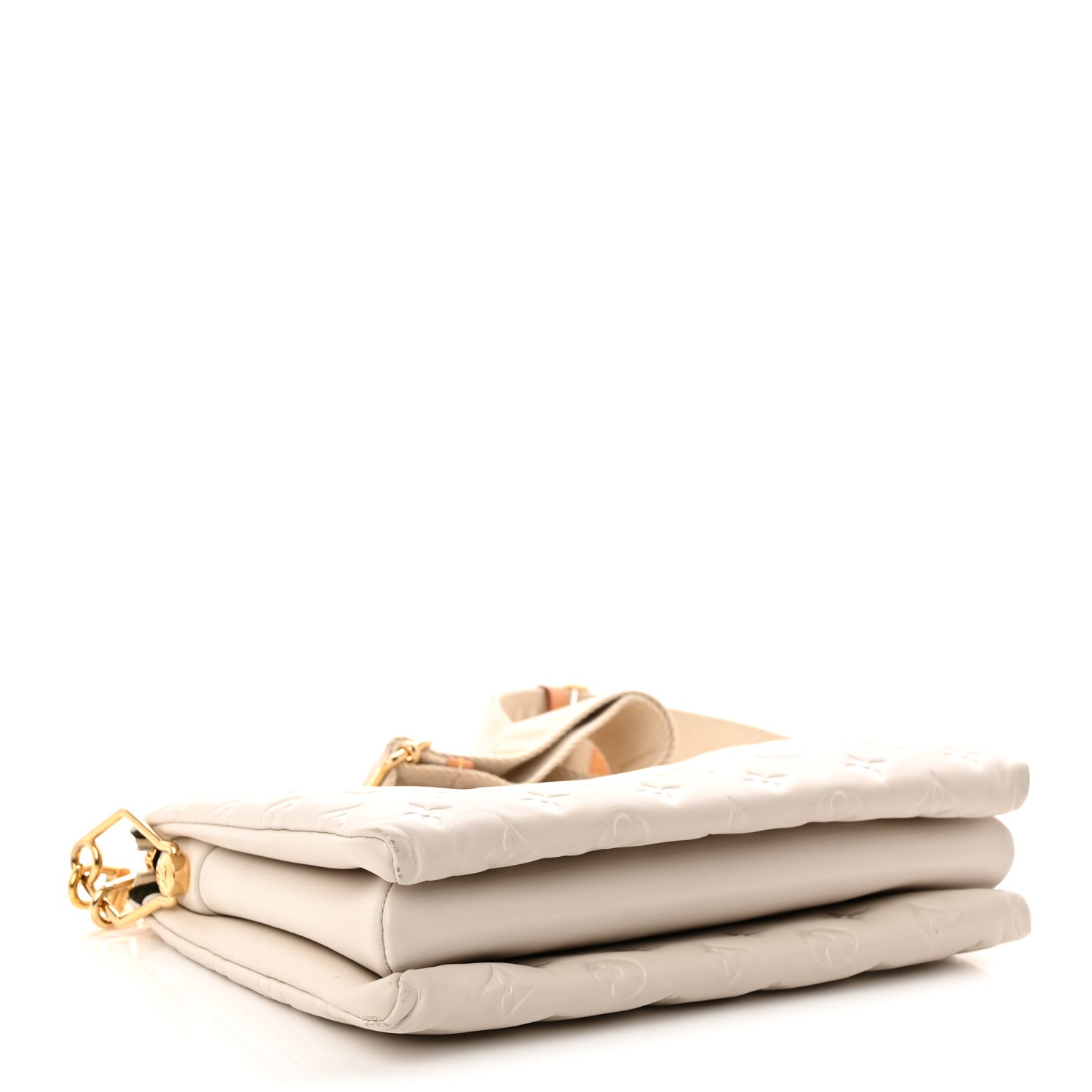Louis Vuitton Lambskin Embossed Monogram Coussin PM Beige Cream