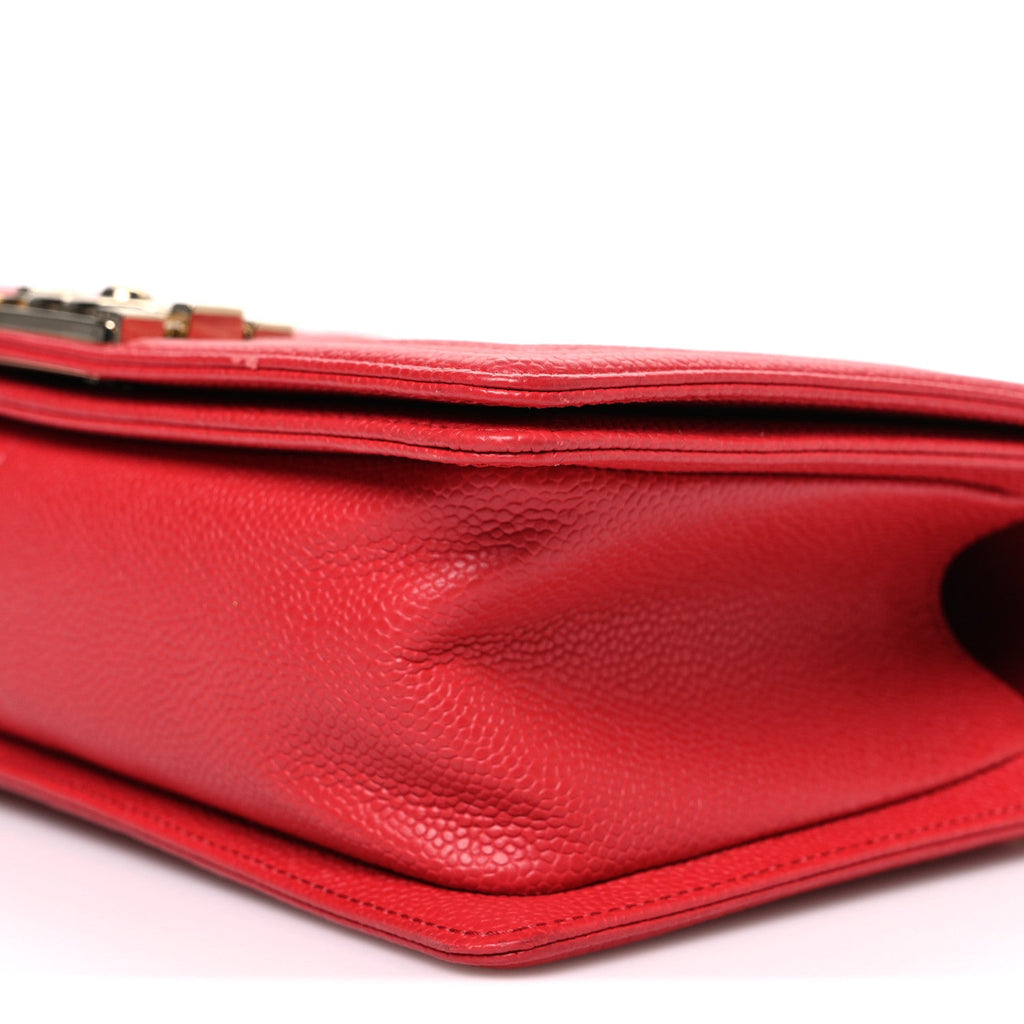 Chanel Caviar Quilted Medium Boy Flap Red