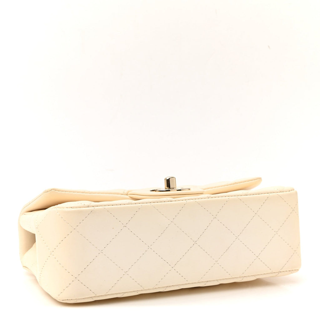 Chanel Lambskin Quilted Mini Rectangular Flap White