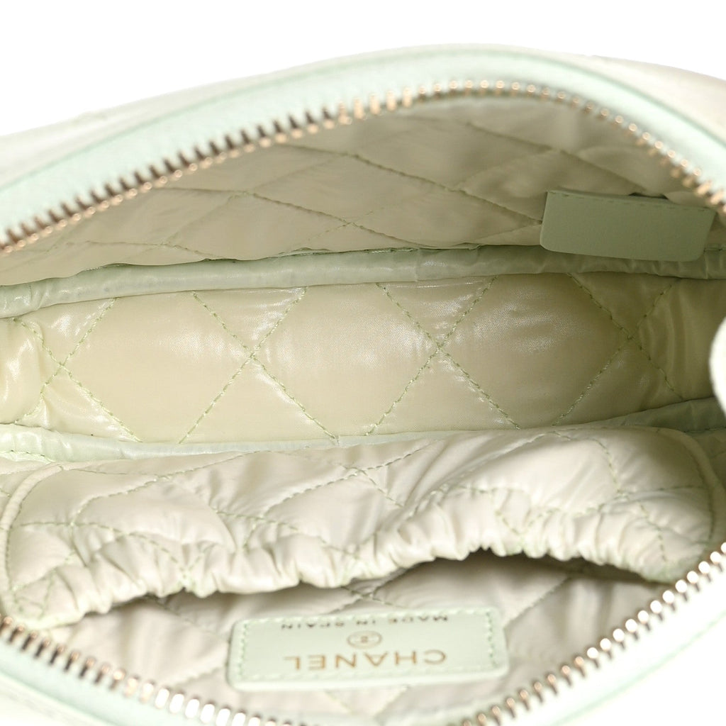 Caviar Quilted Small Curvy Pouch Cosmetic Case Light Green