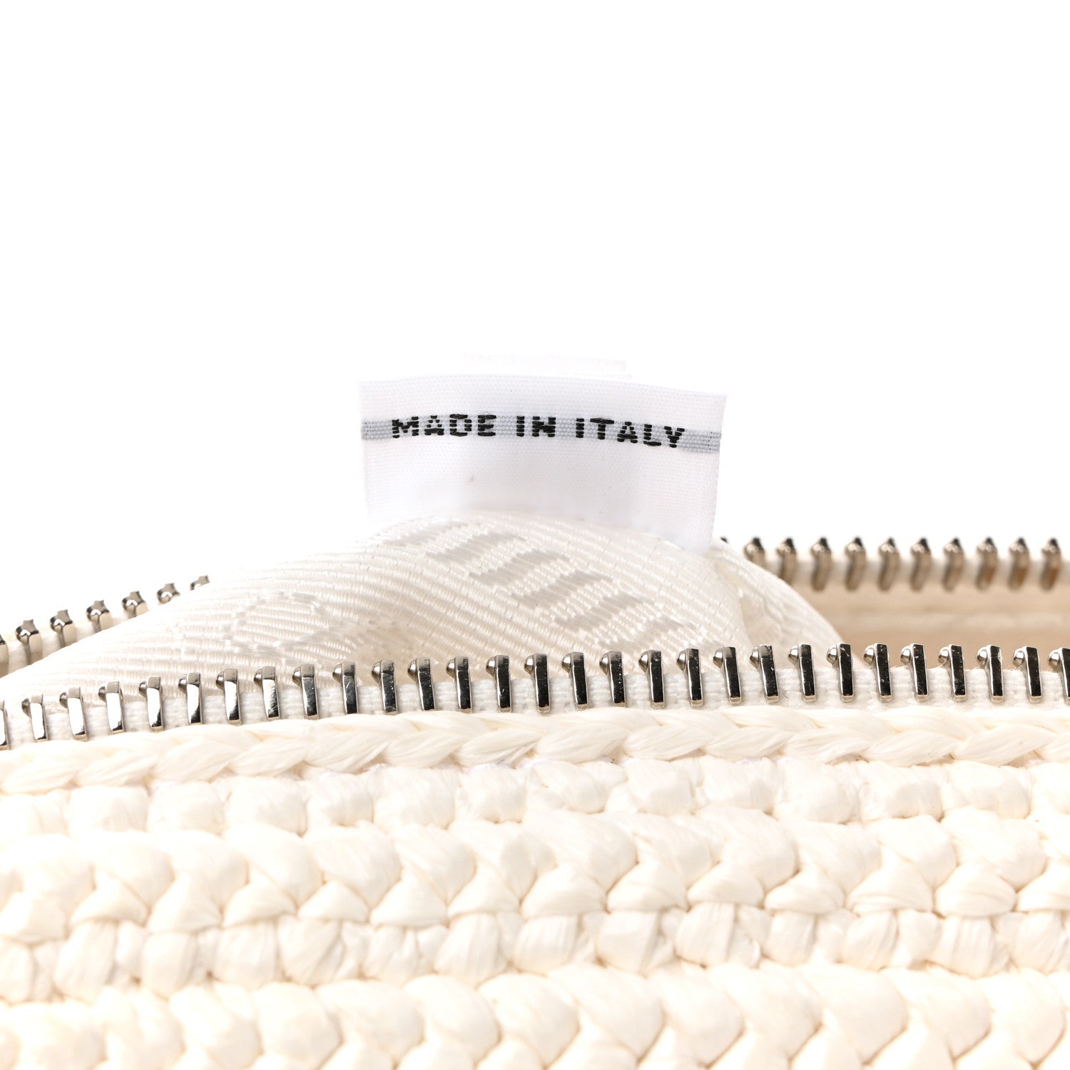 Prada Yarn Raffia Effect Crochet Triangle Shoulder Bag White