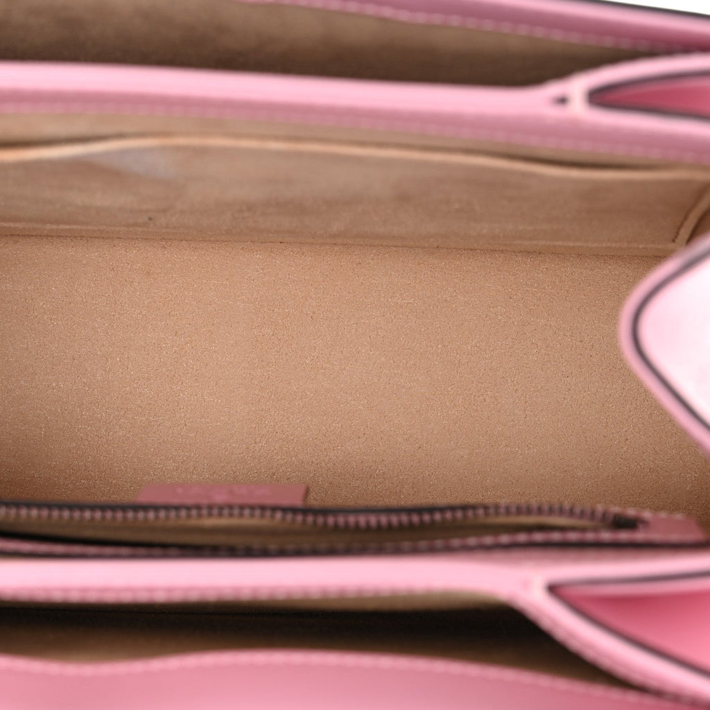 Gucci Calfskin Sylvie Web Small Queen Margaret Top Handle Bag Sugar Pink